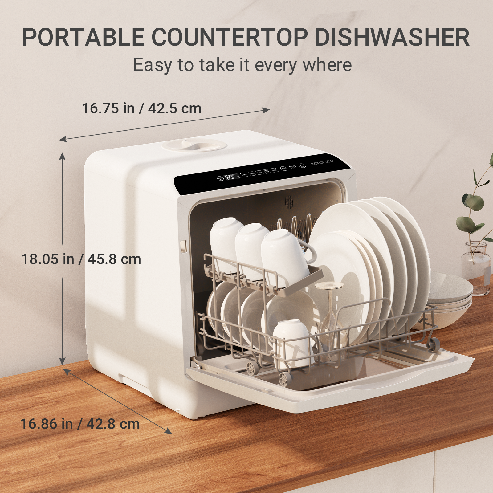 Portable Dishwasher Countertop, 5 Washing Programs Small Dishwasher with  5-Liter Built-in Water Tank, Baby Care, Air-Dry Function & Fruit Wash for